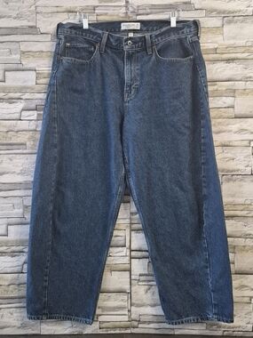 ​Abercrombie Curve Love Barrel Jeans Women 32 Blue Mid Rise Balloon Wide Leg